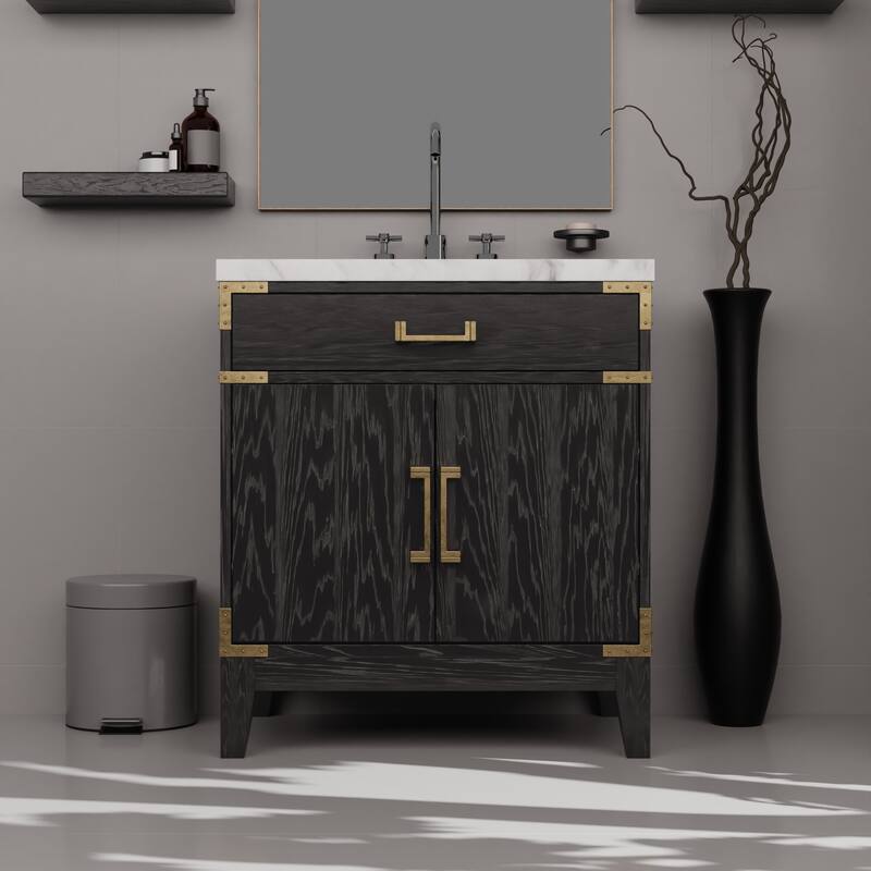 Laurel Bath Vanity Carrara Marble Top, Sink and Faucet