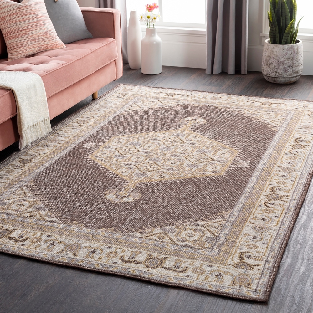 Overstock Hand-Knotted DaVon Border Indoor Area Rug - 2' x 3