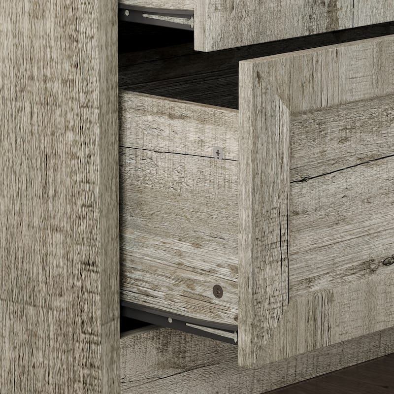Farmhouse Kitchen Pantry Cabinet 6-Tier Bookshelf with Adjustable Shelves & Glass Doors