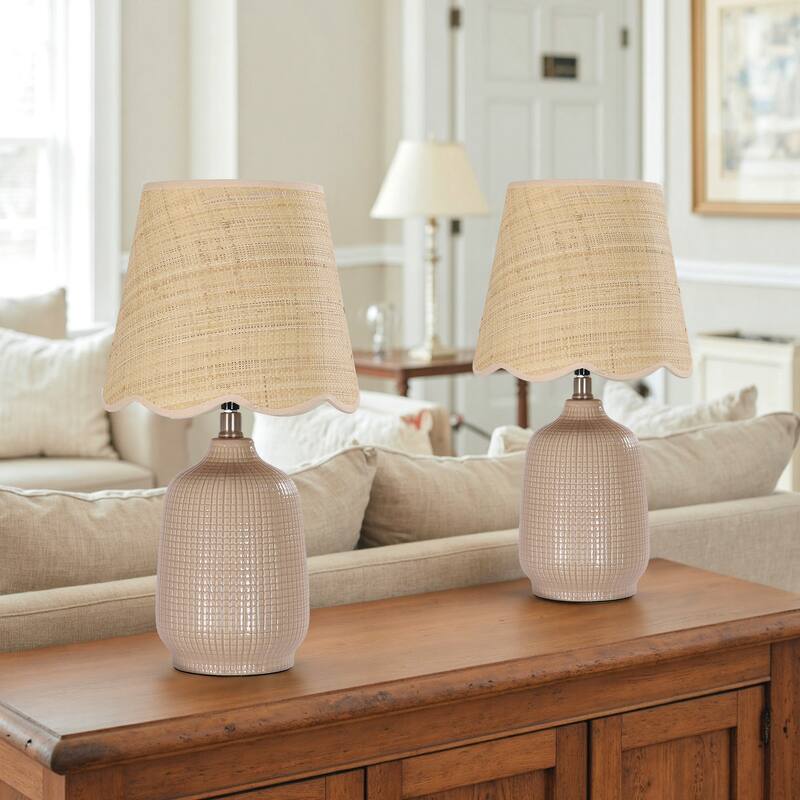18.9" Ceramic LED Table Lamp, Living Room Lamps For End Tables