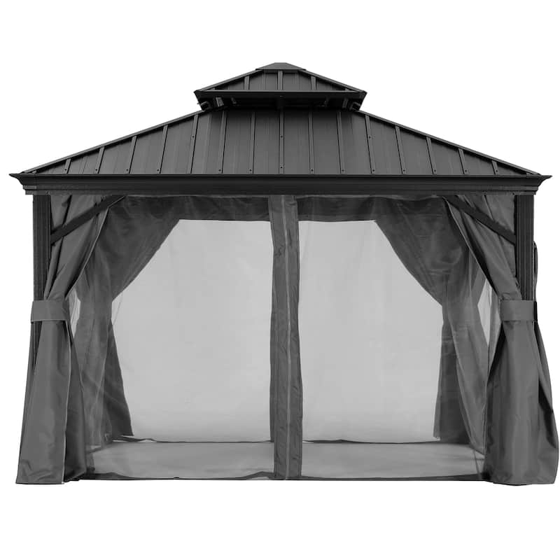 ABCCANOPY Outdoor Hardtop Gazebo with Galvanized Steel Double Roof