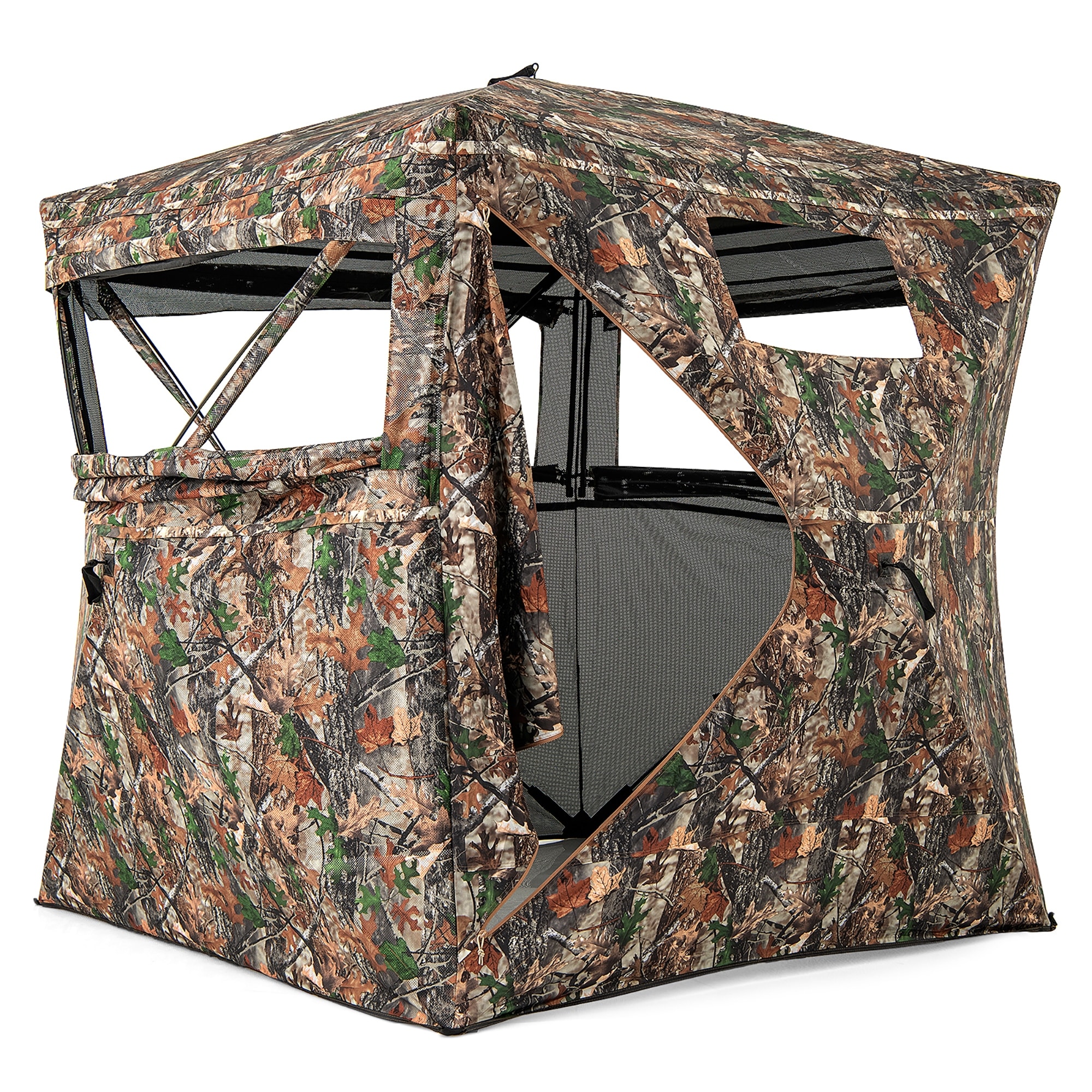 Gymax Camouflage Hunting Blind for 3-4 People w/ Carrying Bag