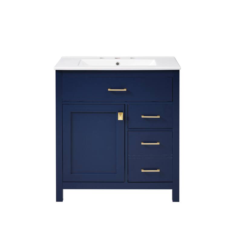 30 in. W x 18.3 in. D x 33.6 in. H Single Sink Freestanding Bath Vanity with White Ceramic Top
