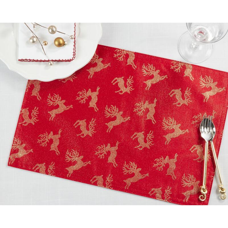 Christmas Placemats With Reindeer Design (Set of 4)