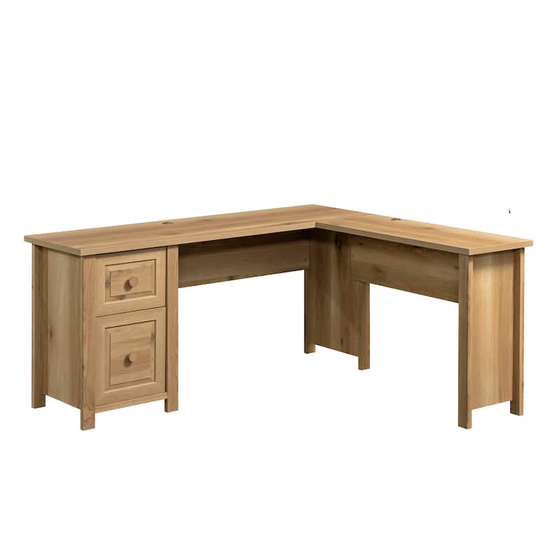 Wood L-Shaped Desk with 1-Inch Thick Surface, White Oak