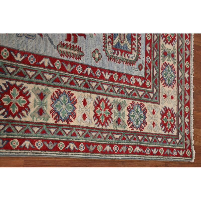Geometric Kazak Oriental Area Rug Hand-Knotted Wool Carpet - 6'7" x 9'5"