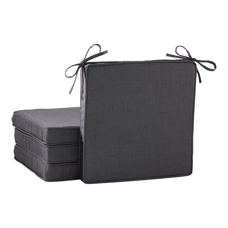 Sunbrella Indoor/ Outdoor 17-inch Square Corded Chair Pad - Canvas Coal - Set of 4