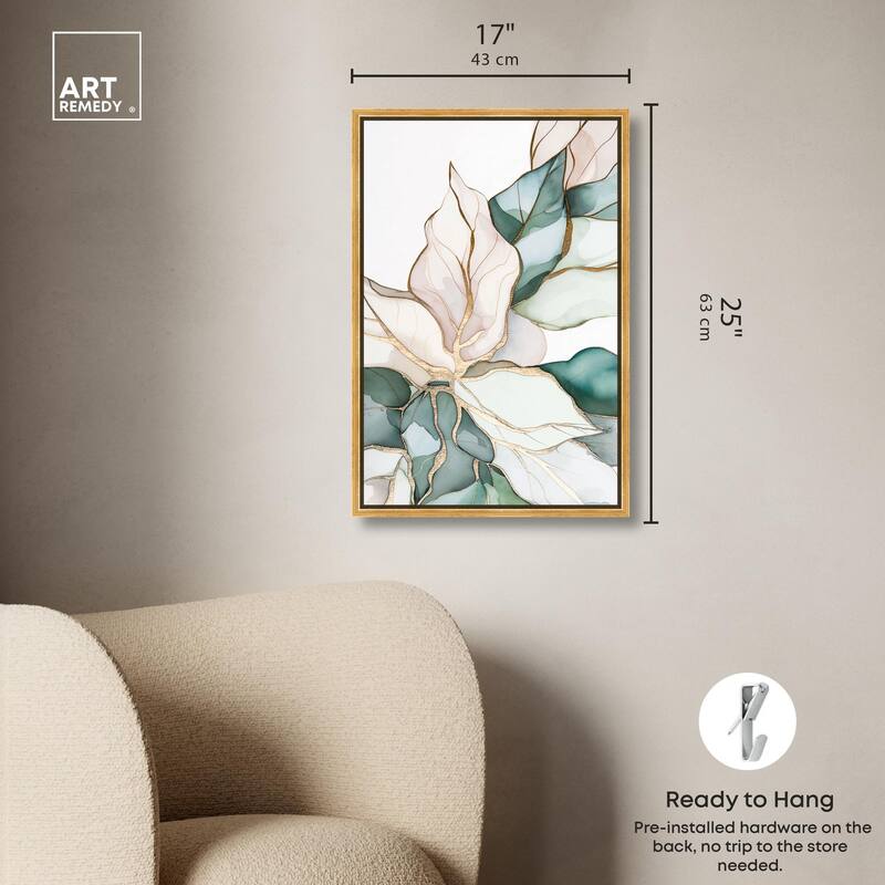 Pastel Leaves with Gold II Canvas by Art Remedy