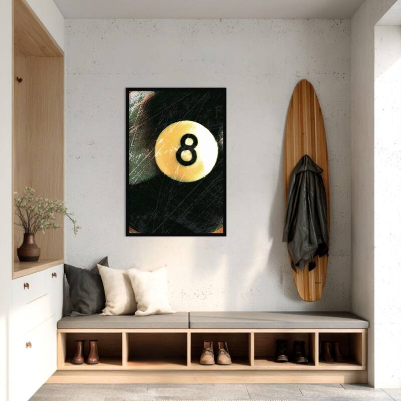 Amanti Art Framed Fabric Pinboard Behind The 8 Ball by Tandi Venter Printed Bulletin Board - Board Size 24 x 36