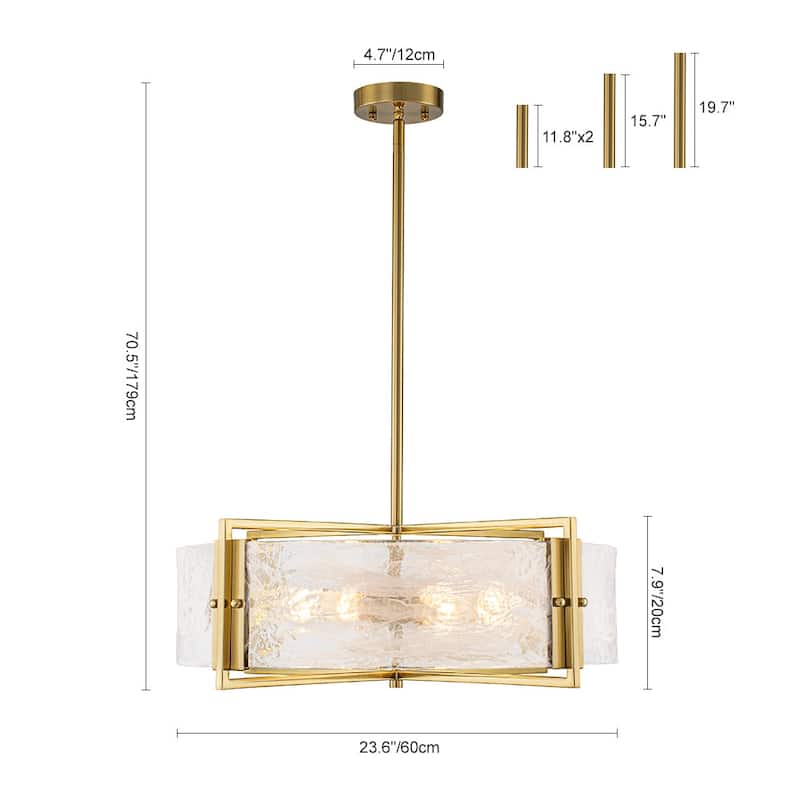 Modern Dining Room 6-Light Glazed Glass Drum Pendant Chandelier