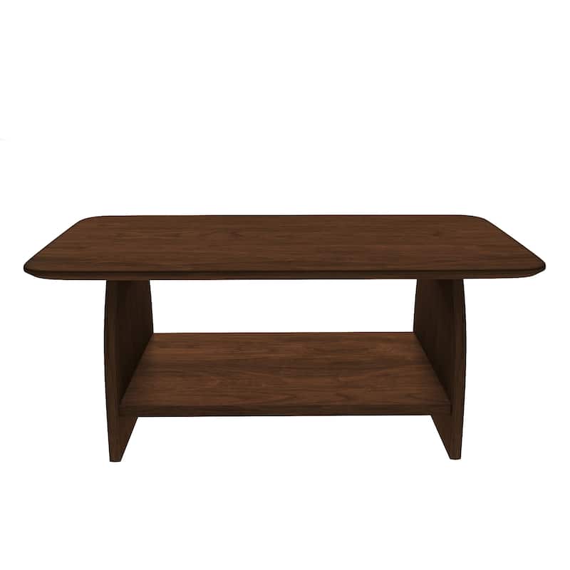 47 " Rectangular Coffee Table, 2-Layer Living Room Table with Shelf