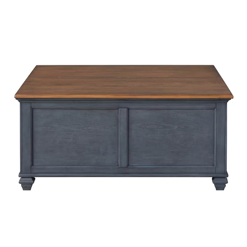 Bridgevine Home Americana 40 inch Lift-Top Coffee Table, No Assembly Required, Corduroy Blue Finish