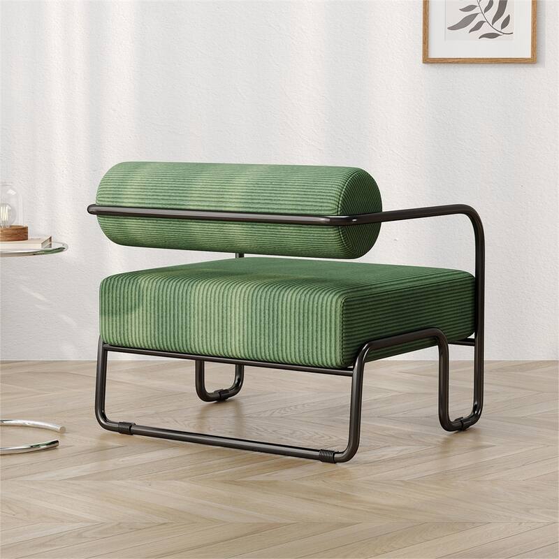 Corduroy Fabric Sofa Chair with Iron Frame, Lazy Individual Chair
