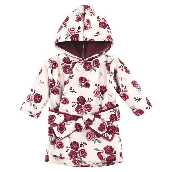 slide 1 of 1, Hudson Baby Infant Girl Mink with Faux Fur Lining Pool and Beach Robe Cover-ups, Rose 0-6 Months - Rose