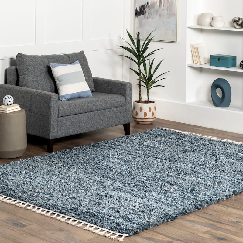 Nuloom Thelma Modern Shag Tassel Area Rug - 5' 3" x 7' 7" - Blue