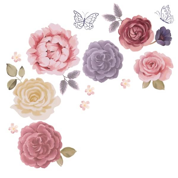 slide 2 of 4, Lambs & Ivy Secret Garden Large Pink Flowers/Butterflies Wall Decals/Stickers