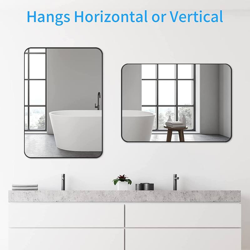 TOOLKISS Aluminum Alloy Round & Right Angle Frame Vanity Mirror