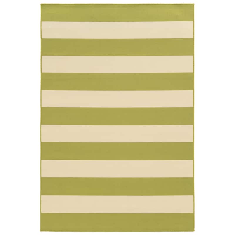 Vista Home Sonderso Indoor/ Outdoor Stripe Area Rug - 2'5" x 4'5" - Lime Green/Ivory