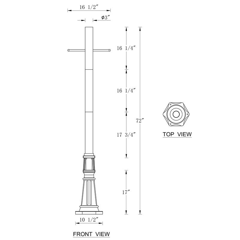 C Cattleya 72" Matte Black Aluminum Outdoor Lamp Pole with Base and GFCI Outlet