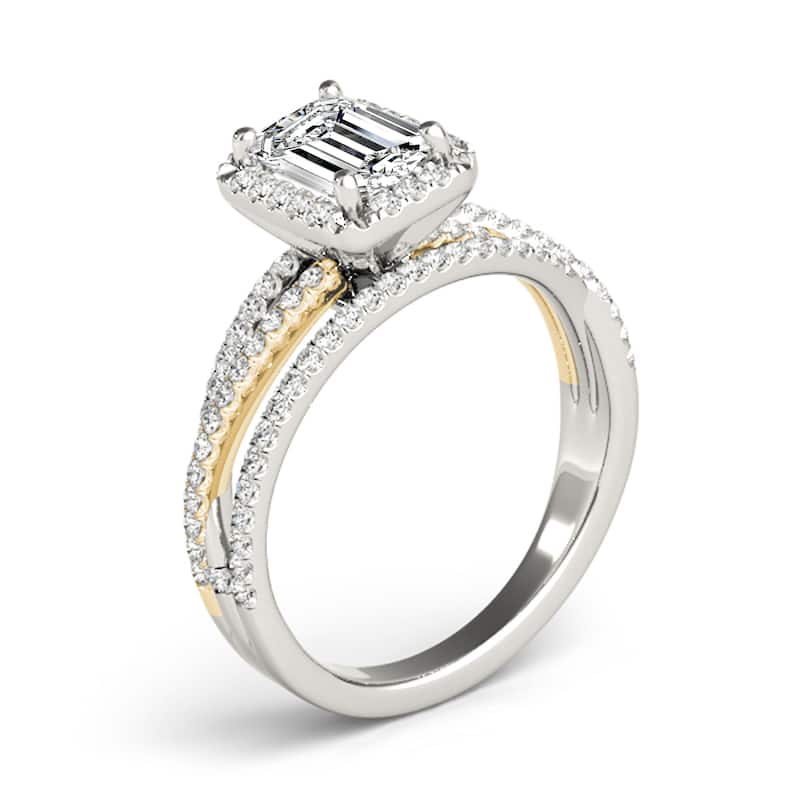Auriya 14k Yellow Gold Lab Grown Emerald Diamond Halo Engagement Ring 0.50 to 5.00 ct. tw. (F-G VS)