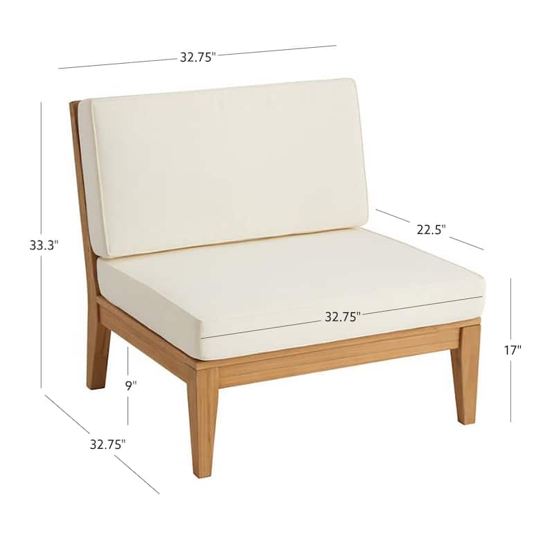Searle Outdoor Teak Armless Chair with Cushion