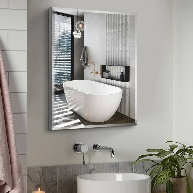 Alvana Aluminum Bathroom Medicine Cabinet with Single Door Mirror, Recessed or Wall-mounted - 24'' x 30''