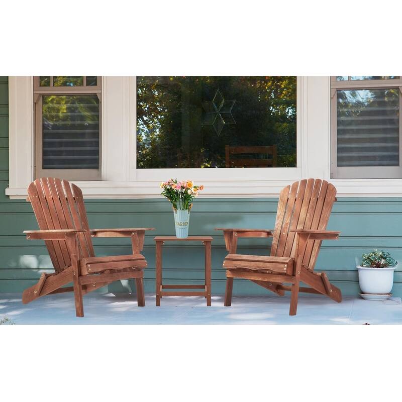 Wooden Outdoor Folding Adirondack Chair Set of 2/4 Wood Lounge Patio Chair for Garden,Half Assembled Backrest