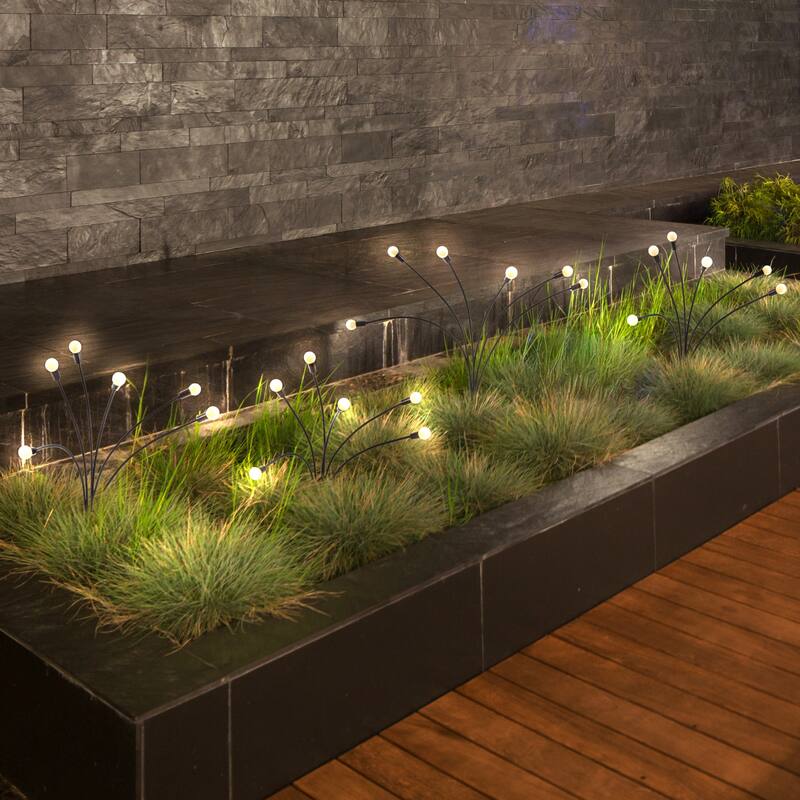 Pure Garden Outdoor Solar Garden Lights 4-Pack - Black