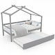 preview thumbnail 8 of 20, Kids Twin Size House Bed with Trundle and Roof