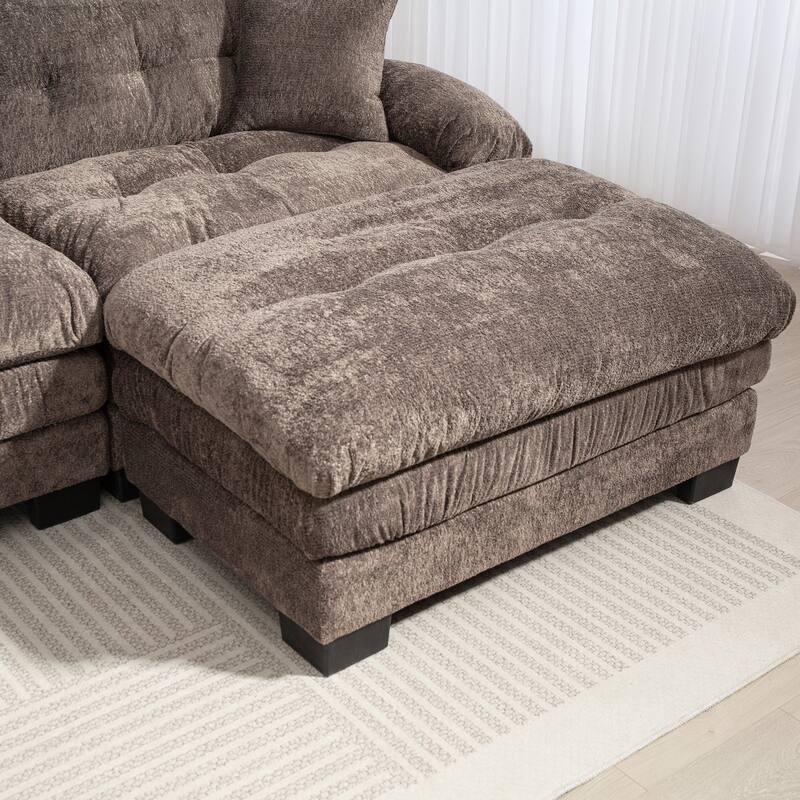 L Shaped 3-seat Gray Modular Sleeper Sofa for Living Spaces