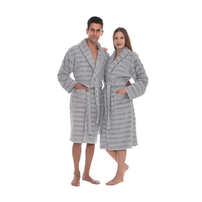 Ozan Premium Home Esperance Bathrobes Collection 100% Turkish Cotton Unisex Terry Cloth Bathrobe - LXL - Grey