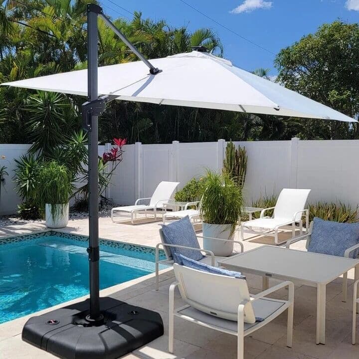PURPLE LEAF 8 ft Square 360 Degree Rotation Patio Cantilever Umbrella