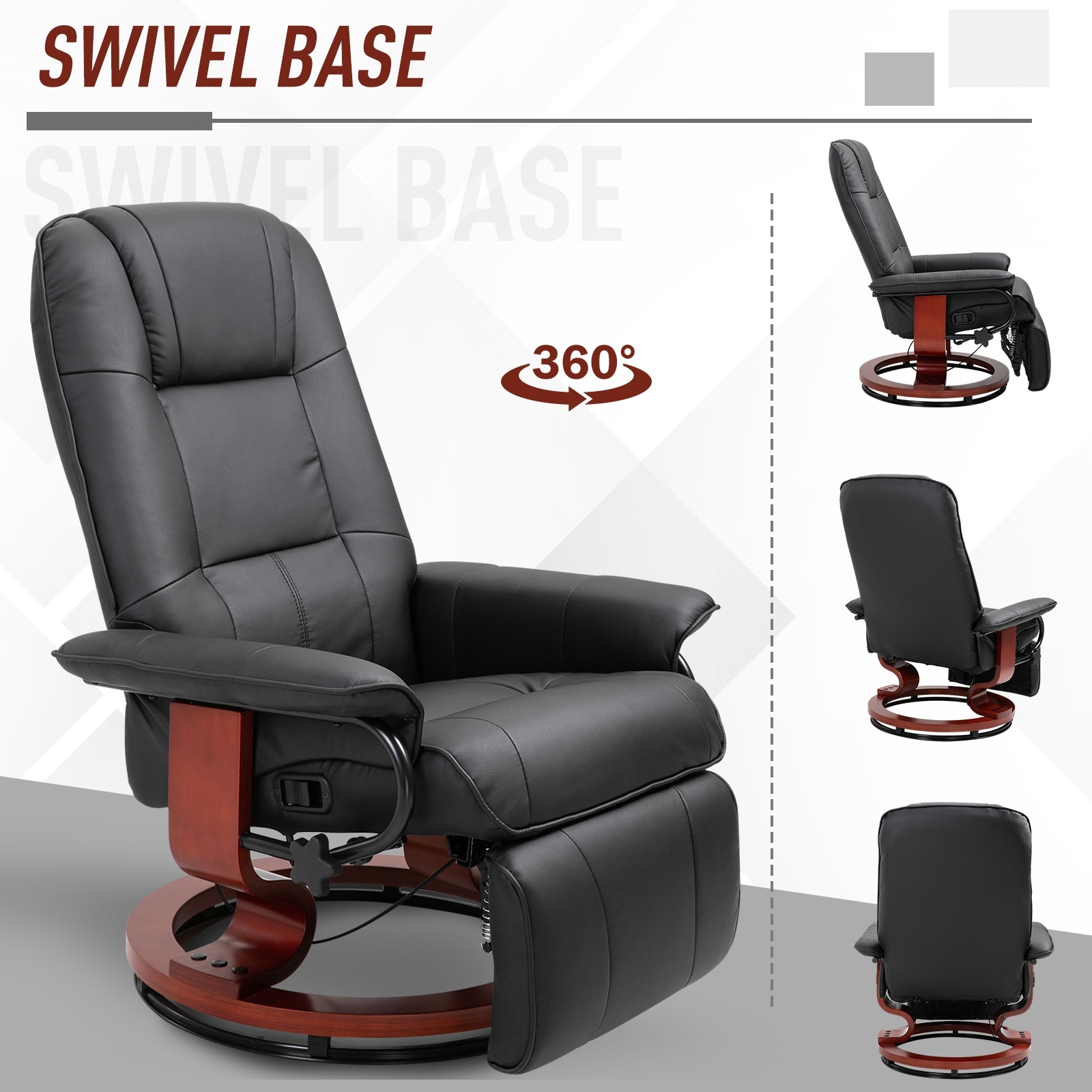 HomCom Faux Leather Adjustable Manual Swivel Base Recliner Chair with Comfortable and Relaxing Footrest Bed Bath Beyond 28258355
