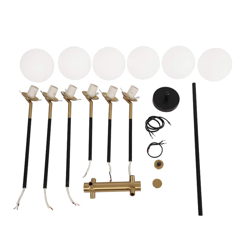 6-Light Modern Sputnik Chandelier with Glass Globe for Dining Room