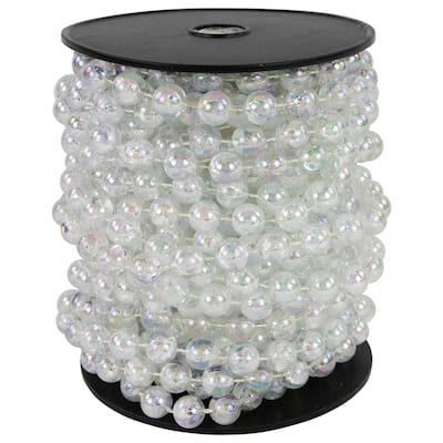 33'x0.25" Shiny Clear Iridescent Beaded Artificial Christmas Garland