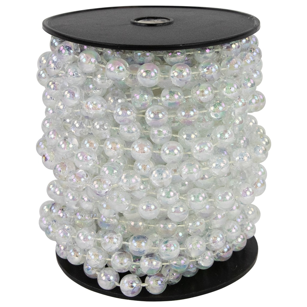 33'x0.25" Shiny Clear Iridescent Beaded Artificial Christmas Garland