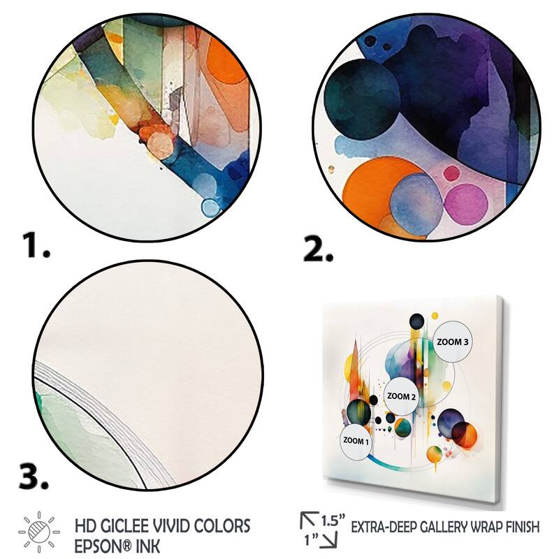 Designart 'MultiColor Watercolor Geometric Art I' Modern Canvas Wall