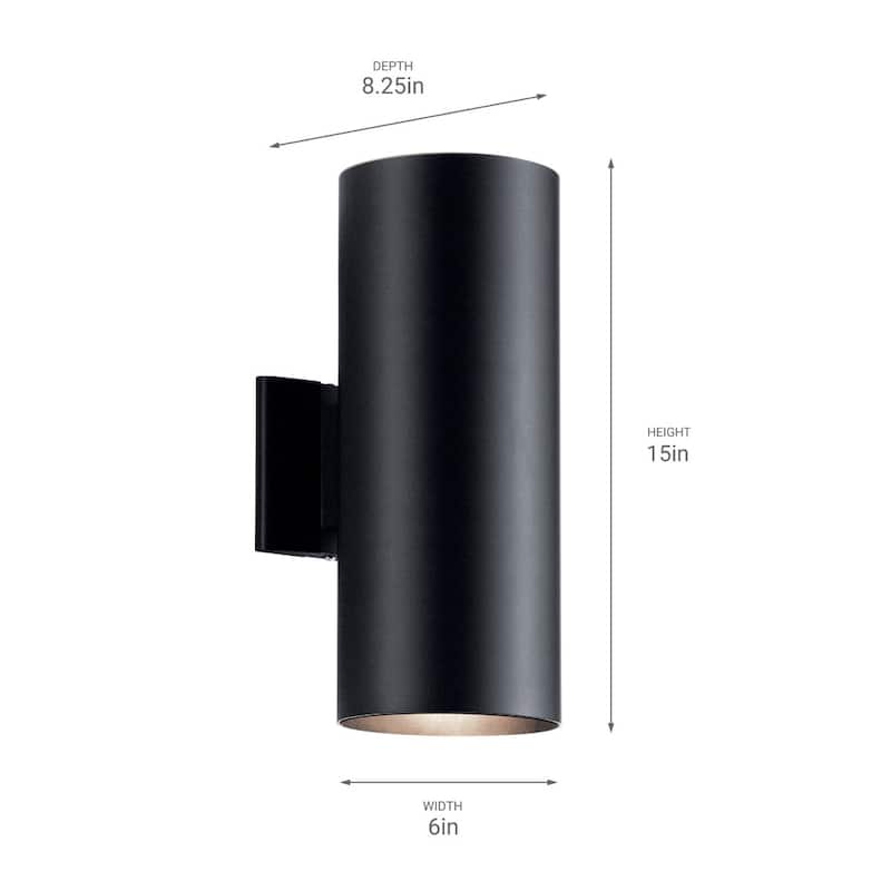 Kichler Cylinder 2 Light 15" Tall Outdoor Wall Sconce