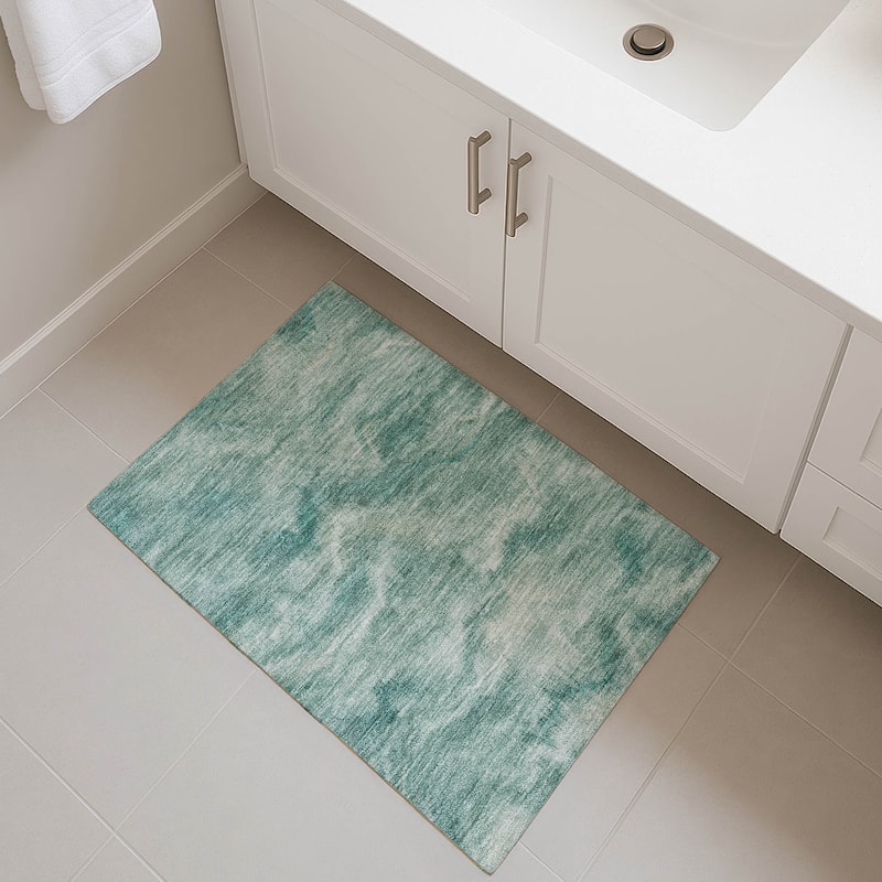 Premium Washable Super Soft Contemporary Blur Mayfield Rug - Teal - 1'8" x 2'6"