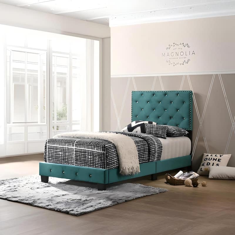 Refreshing Green Twin Bed with Easy Assembly - Green