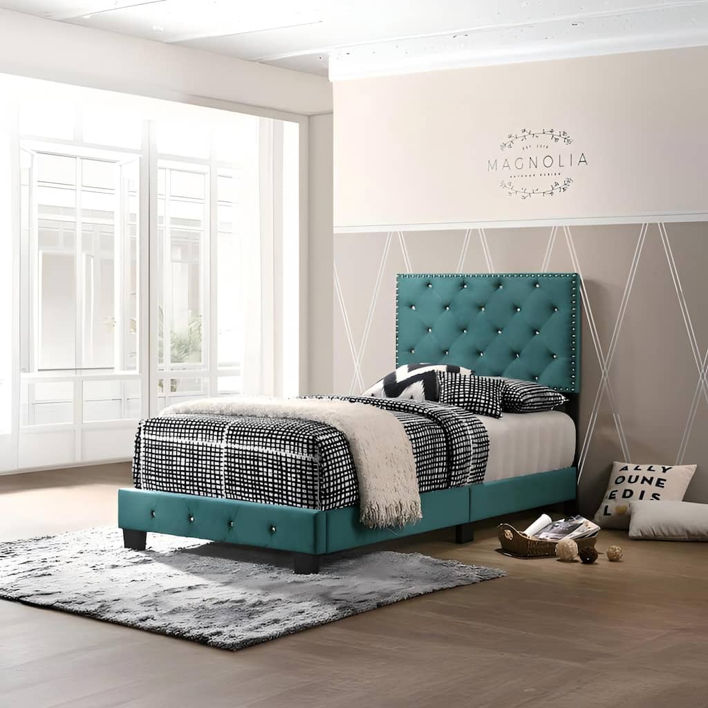 Refreshing Green Twin Bed with Easy Assembly
