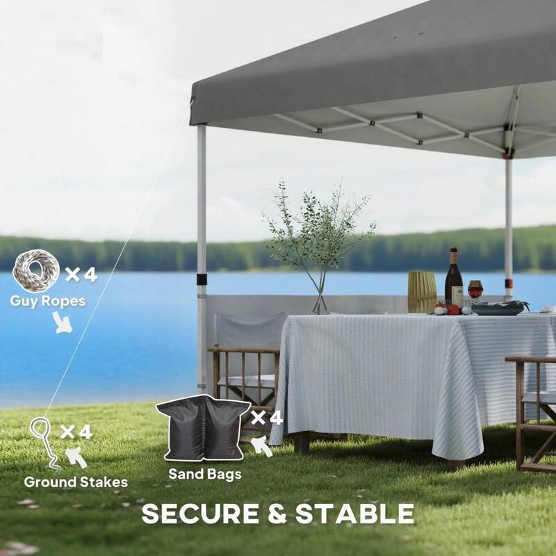 GDFStudio - 10x10 ft Pop-Up Outdoor Canopy Tent with Adjustable Height & Sidewalls