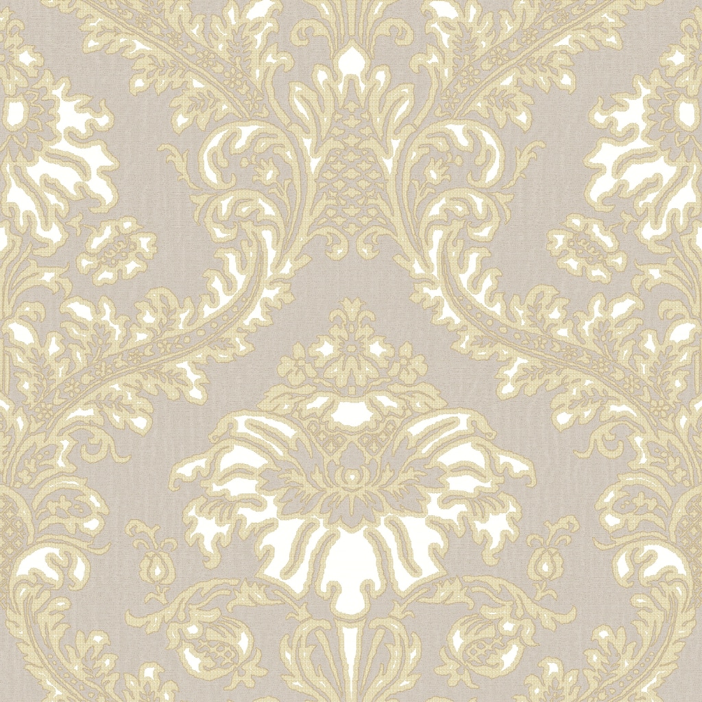 Galerie Wallcoverings Cottage Chic Traditional Damask Vinyl on Non-woven Metallic Wallpaper Roll