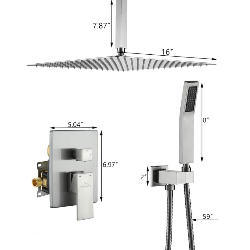 2-Function 10/12/16 In Ceiling Mounted Shower System