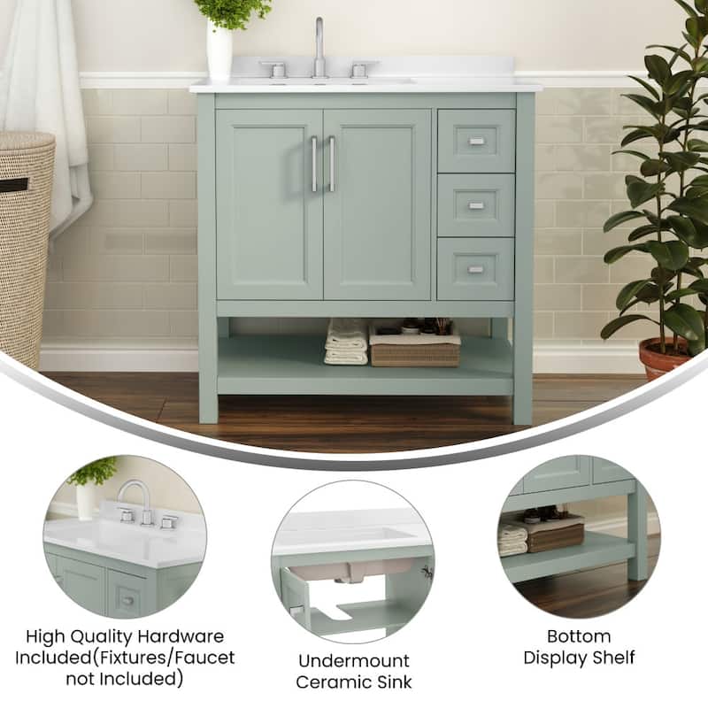 Bathroom Vanity with Sink, Open Storage, and Storage Drawers