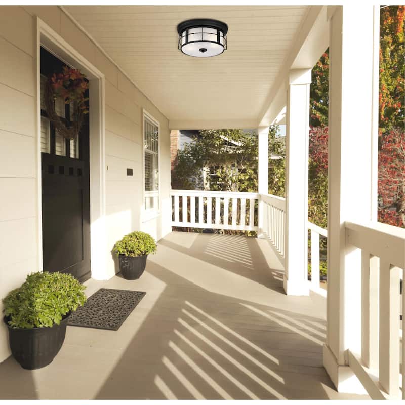 Westinghouse Orwell Two-Light Outdoor Flush-Mount Fixture, Seeded Glass