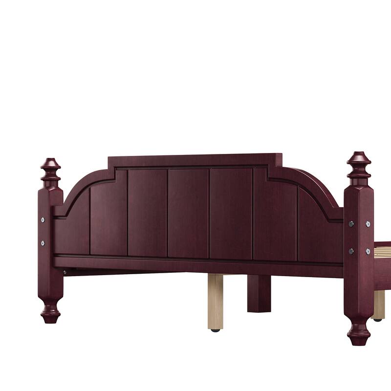 Wood Bed Frame with Sculpted Headboard by Harper&Bright Designs