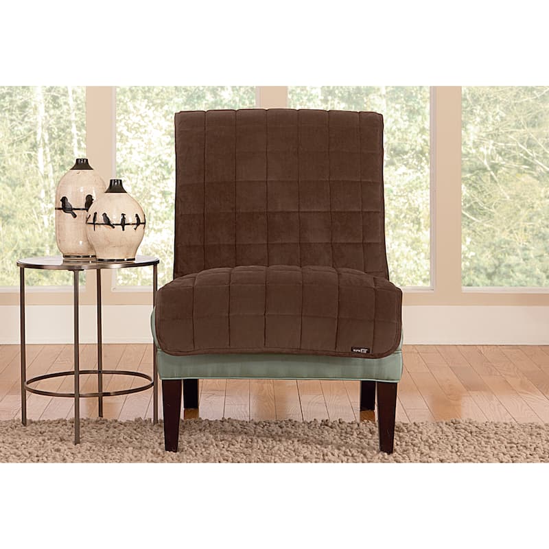 SureFit Deluxe Pet Armless Chair Furniture Cover - Chocolate