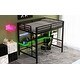 preview thumbnail 9 of 29, Full Size Gaming Metal Loft Bed Frame with LED Light and Desk, 77.2"L x57.3"W x 72"H