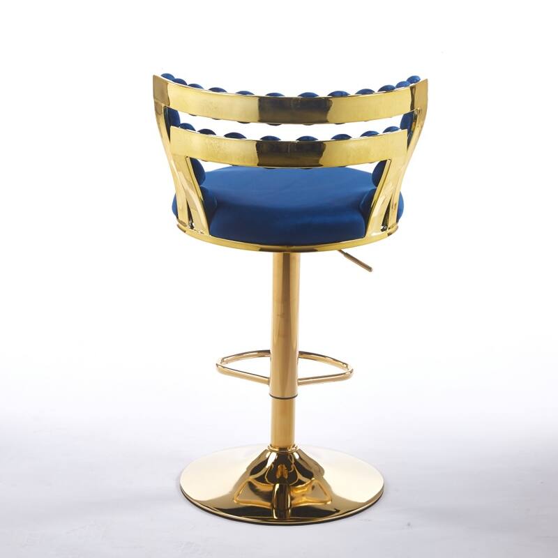 Set of 2 Modern Bar Chair with Golden Color Iron Tube Legs, Soft Cushions and Comfortable Backrest